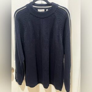 ADOLFO SPORTS SWEATER, PULL OVER ROUND NECK, NAVY BLUE SIZE L